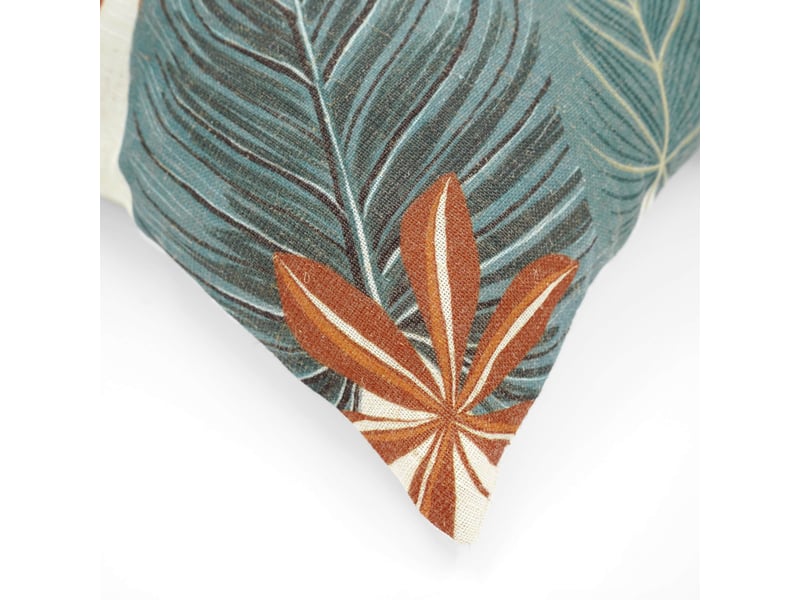  Coussin décoratif déhoussable en poly-lin imprimé à motif tropical 45x45 cm  - Conforama C