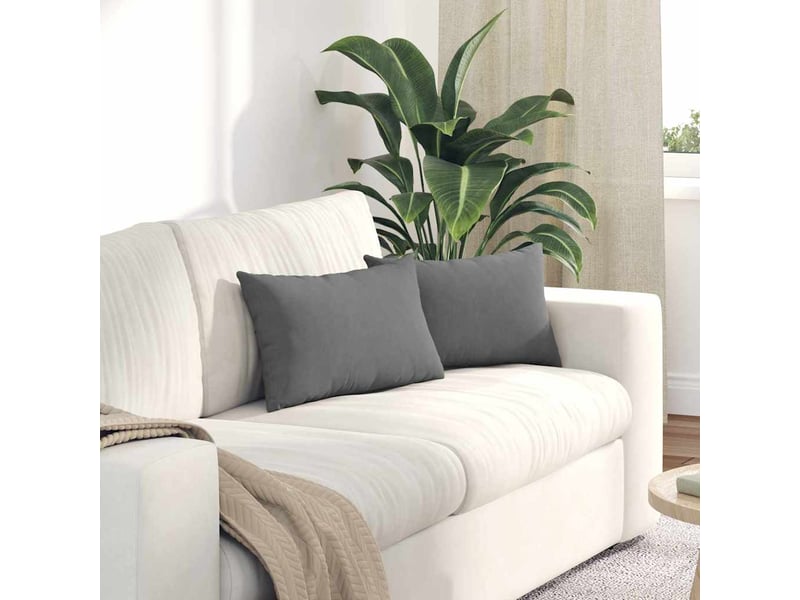  Lot de 2 coussins de canapé, coussins décoratifs tissu gris foncé 50 x 30 cm cf58861  - Conforama B