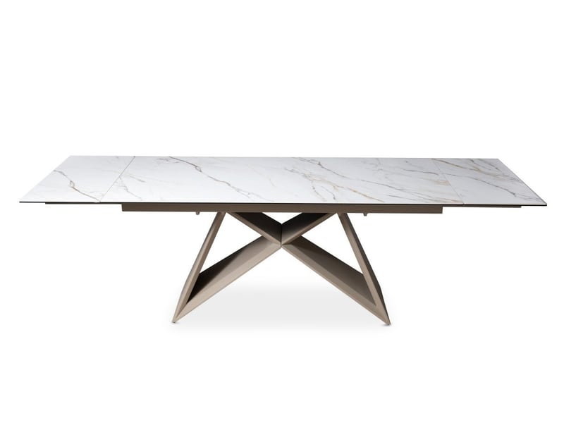  Table à manger extensible plateau céramique blanc 10 personnes 160-240 cm gabriel ROME-BEI-BLA - Conforama E