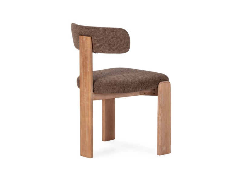  Lot de 2 chaises repas design en tissu texturé marron et bois  - Conforama E