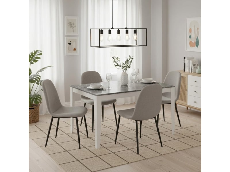  Table extensible en mélaminé avec piètement blanc 130290x80 moon - anthracite  - Conforama B