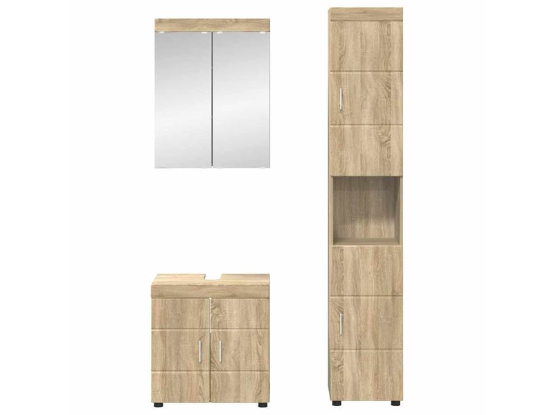 Ensemble de mobilier de salle de bain tulum 3 pc chêne sonoma cf64718 - Conforama C