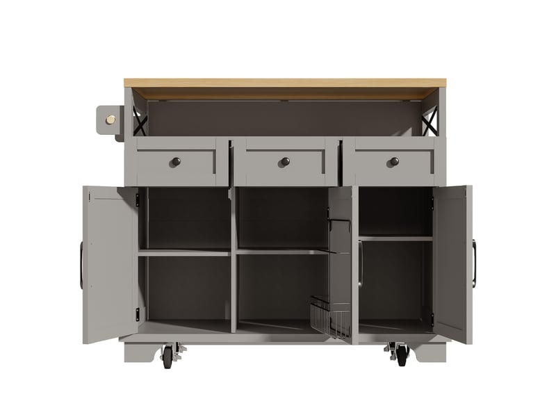  Îlot de cuisine,118x43x98 cm,avec plateau rabattable,mdf et métal,gris  - Conforama D