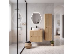 Ensemble meuble sous vasque et colonne novo l.80 cm effet noyer warmia