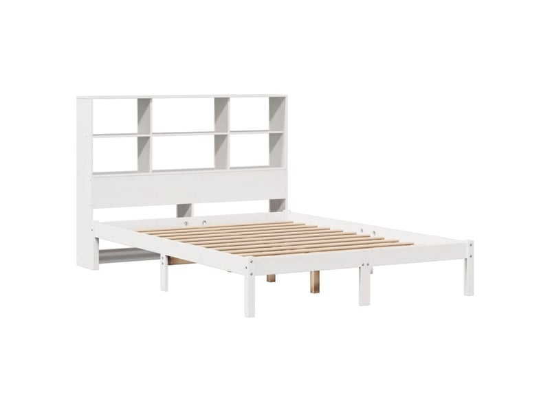  Lit double- lit adulte -  lit bibliothèque sans matelas blanc 160x200 cm bois pin massif  - Conforama B