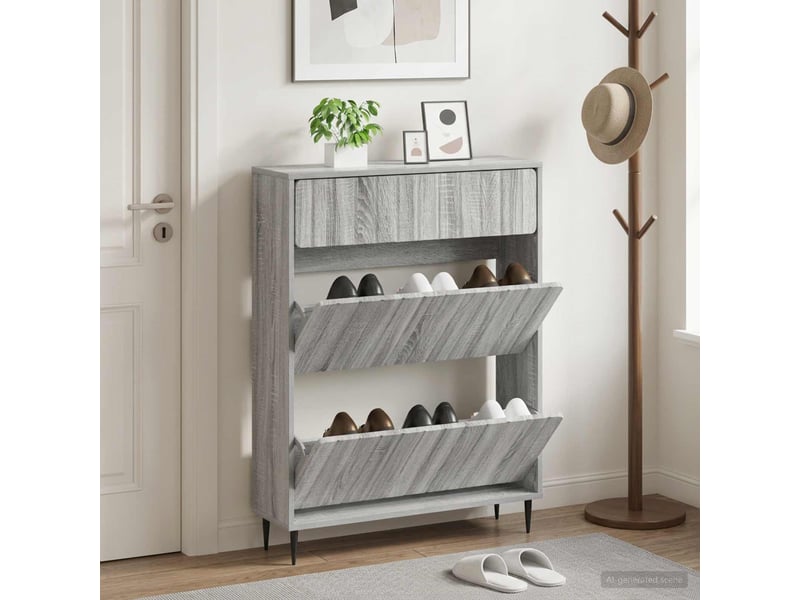  Meuble à chaussures, cabinet à chaussures zwolle 78x24x103 cm bois d'ingénierie shl1287  - Conforama B