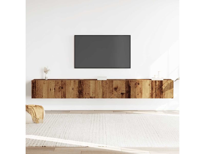  Ensemble de meuble tv - banc tv - meuble de rangement mural 3 pcs vieux bois bois d'ingénierie  - Conforama C