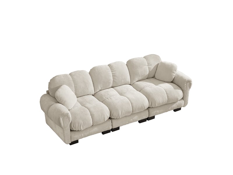  Canapé 3 places, canapé de salon, kaki clair, style cloud, pour salon, mobilier pour espace de vie, adapté à l'espace de vie  - Conforama B