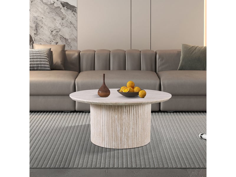  80 table basse ronde couleur travertin d80 cm  - Conforama B