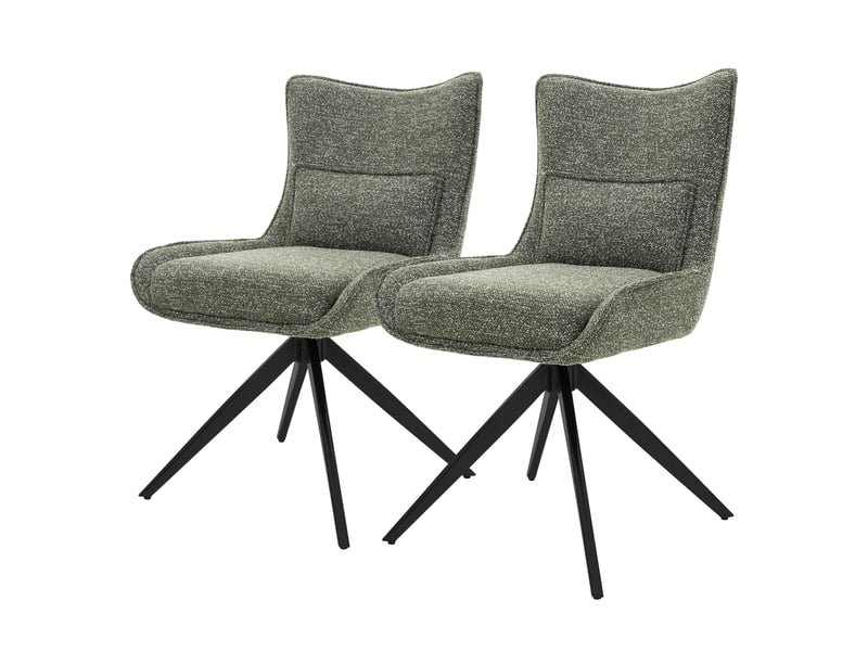  Ml-design lot de 2 chaises salle à manger pivotantes 360° en tissu bouclette vert, piètement étoile en acier, coussin lombaire intégré, siège rembourré confortable pour salon et cuisine, 120 kg  - Conforama A