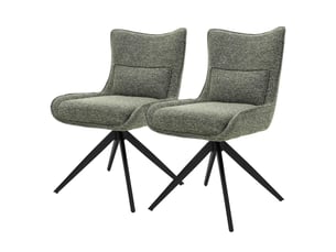 Ml-design lot de 2 chaises salle à manger pivotantes 360° en tissu bouclette vert, piètement étoile en acier, coussin lombaire intégré, siège rembourré confortable pour salon et cuisine, 120 kg