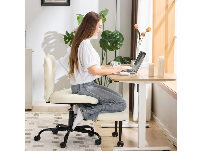 Chaise de bureau avec repose-pieds 67x80x84 cm, sans accoudoirs, blanc  - Conforama B
