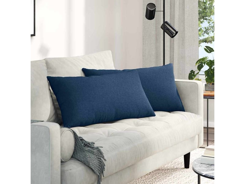 Lot de 2 coussins de canapé, coussins décoratifs tissu bleu 80 x 40 cm cf58781 - Conforama B