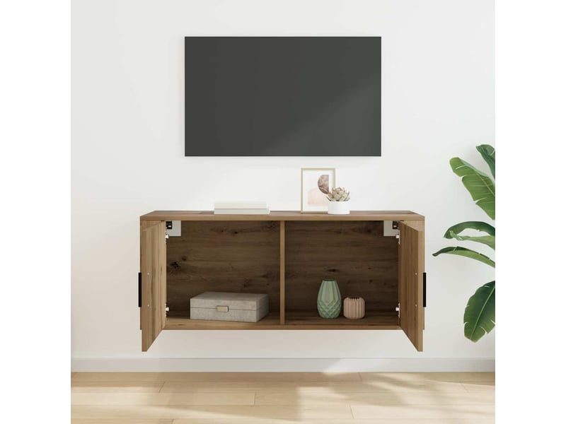 Meuble tv mural 100x34,5x40 cm chêne artisanal - Conforama D