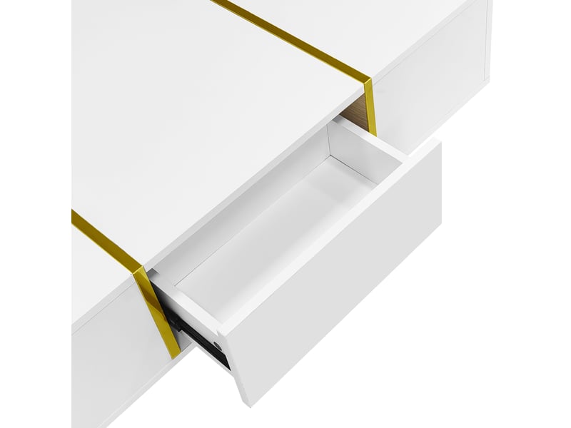  Table basse, 100x60x41.5 cm, avec 2 tiroirs, mdf, blanc brillant  - Conforama E