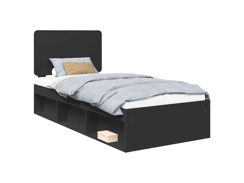  Lit simple- lit adulte -  cadre de lit noir 100 x 200 cm bois de pin massif  - Conforama A