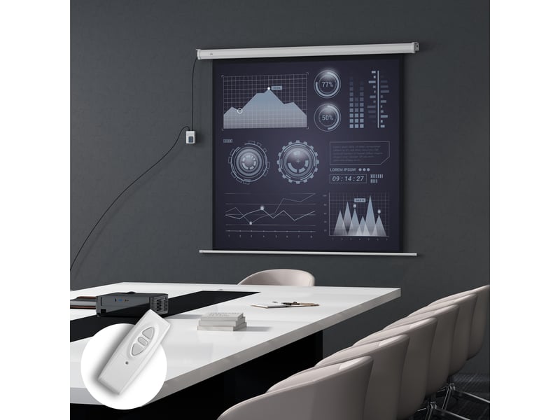  Écran de projection motorisé 85 pouces, 4k hd électrique, panneau de commande et télécommande, montage mural ou plafond  - Conforama D