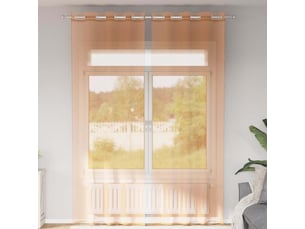 Lot de 2 rideaux en voile, voilages avec œillets terre cuite cf44423