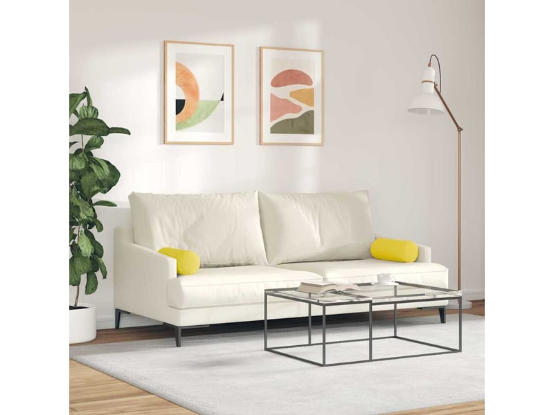  Lot de 2 coussins d'accent, coussins décoratifs, coussins lombaires tissu jaune clair ø 15 x 40 cm cf56699  - Conforama D