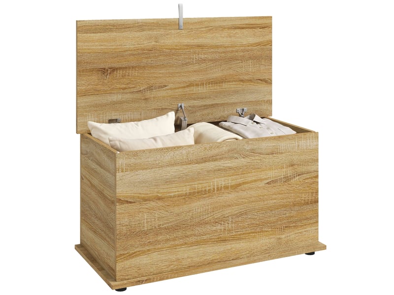  Coffre de rangement avec couvercle rabattable coloris naturel 80 x 40 x 45 cm  - Conforama A