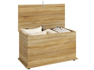 Coffre de rangement avec couvercle rabattable coloris naturel 80 x 40 x 45 cm