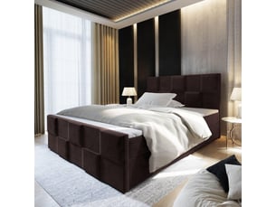Lit avec rangement 180x200 cm <strong>MASSENO</strong>  <strong></strong> coloris marron