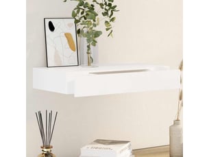 Étagère murale, étagère suspendue avec 1 tiroir mdf blanc rangement de livresdvd cf41999