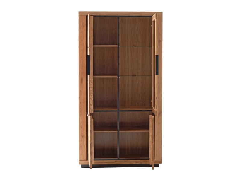  Vitrine 4 portes coloris chêne massif huilé - longueur 107 x hauteur 200 x profondeur 40 cm  - Conforama C