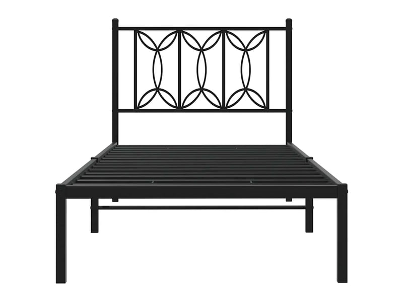  Lit simple- lit adulte -  cadre de lit métal sans matelas avec tête de lit noir 90x190 cm  - Conforama C