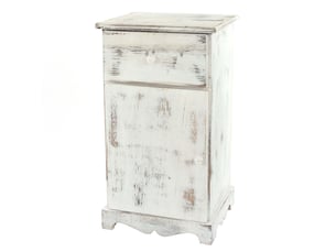 Commode, table d'appoint, chevet, table haute, 35x29x63cm, shabby, vintage - blanc