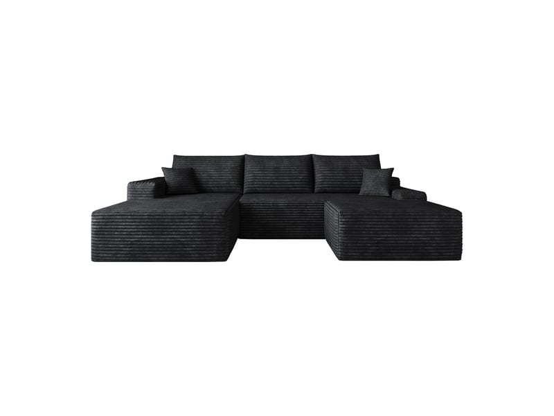  Canapé 270x175x83 cm, mousse haute élasticité, tissu noir  - Conforama A