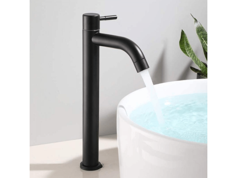  Noir，robinet de lavabo, robinet mitigeur lavabo haut de salle de bains avec bec haut, mitigeur avec raccordement eau froidechaud  - Conforama E