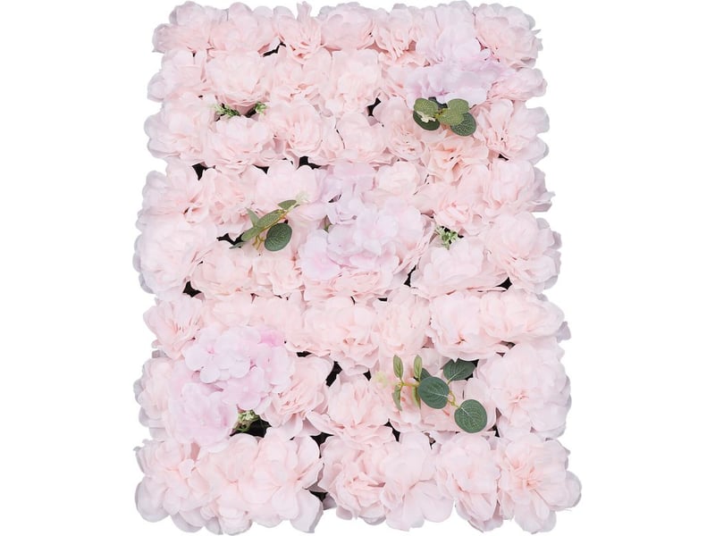 Lot de 6 panneaux muraux de fleurs artificielles rose pâle, mur de fleurs en soie, fond décoratif pour mariage, baptême, fête et événement - 40x60 cm - Conforama D