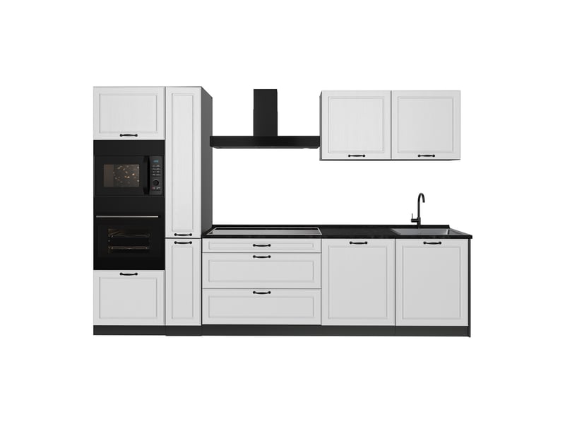  Vicco cuisine, blanc campagneanthracite, 310cm plan de travail anthracite  - Conforama A