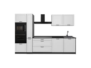 Vicco cuisine, blanc campagneanthracite, 310cm plan de travail anthracite