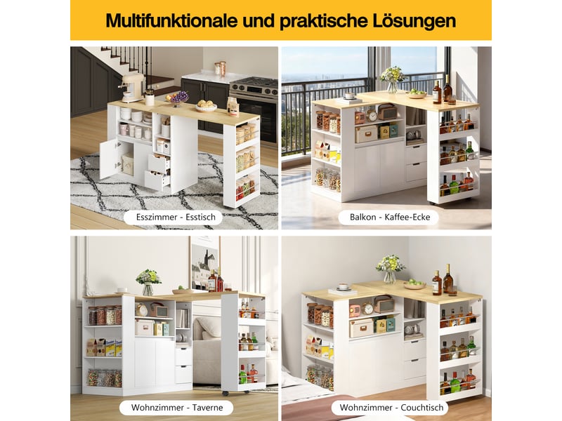  Îlot de cuisine 2 portes 2 tiroirs coloris blanc mdf îlot de cuisine blanc - Conforama E