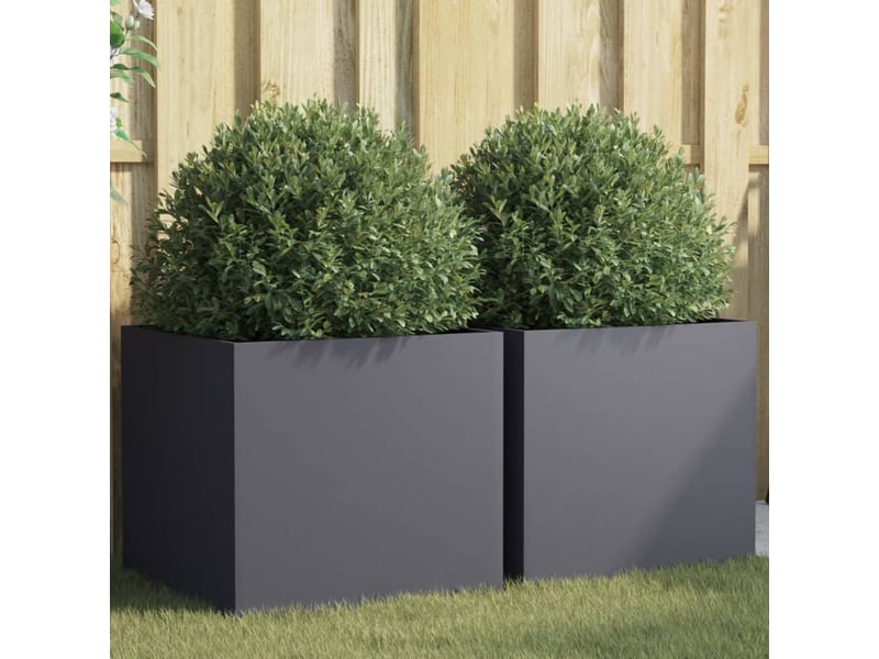  Jardinière - bac à fleurss 2 pcs anthracite 49x47x46 cm acier  - Conforama B
