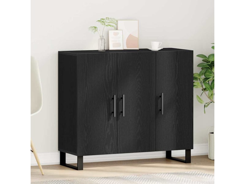  Buffet - bahut - meuble de rangement chêne noir 90 x 34 x 80 cm bois d'ingénierie  - Conforama B