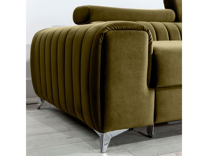  Canapé d'angle droit vert olive convertible 3 places jayson confort modulable  - Conforama B