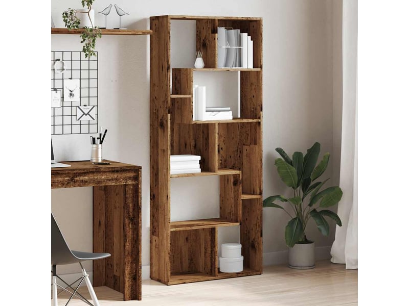  Bibliothèque, meuble de rangement salon vieux bois 67x24x161 cm bois d'ingénierie  - Conforama D