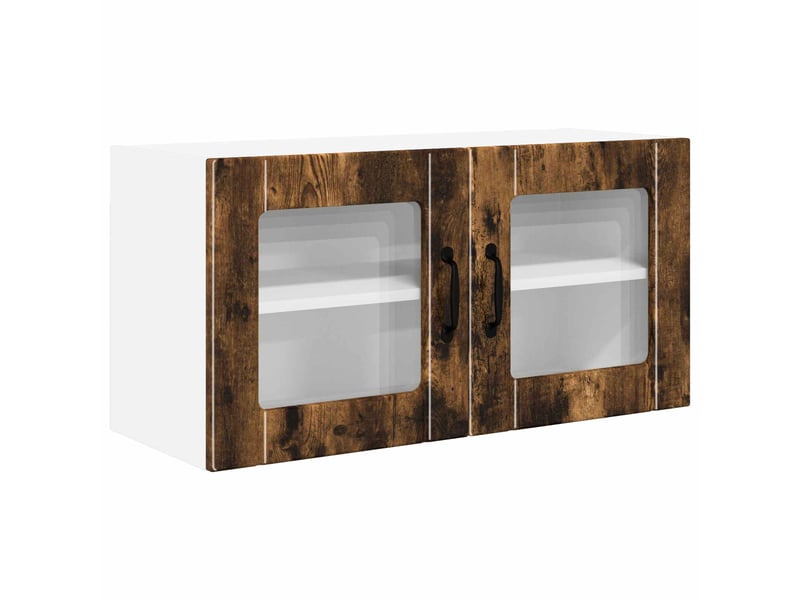  Meuble mural de cuisine, cabinet en verre mural chêne fumé 80x31x40cm shl7437  - Conforama A