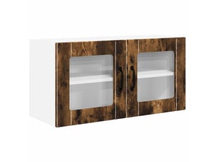 Meuble mural de cuisine, cabinet en verre mural chêne fumé 80x31x40cm shl7437