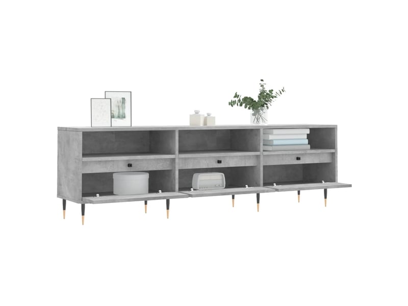  Meuble tv - banc tv - meuble de rangement gris béton 150x30x44,5 cm bois d'ingénierie  - Conforama D