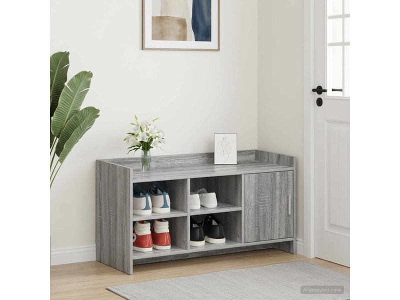  Meuble à chaussure, cabinet à chaussures avec porte sonoma gris 100x39,5x51 cm  - Conforama B