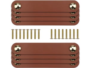 Set de 8 tirateurs en cuir marron vintage de 14 cm, poignées pour tiroirs, commodes et meubles avec vis
