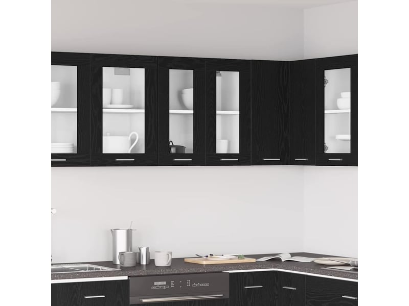  Meuble de rangement cuisine, armoire suspendue chêne noir 60x31x60cm bois d'ingénierie  - Conforama B