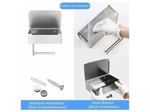 Enowelir support mural porte papier toilette avec boîte à lingettes humides en acier inoxydable sans perçage et étagère pour salle de bain