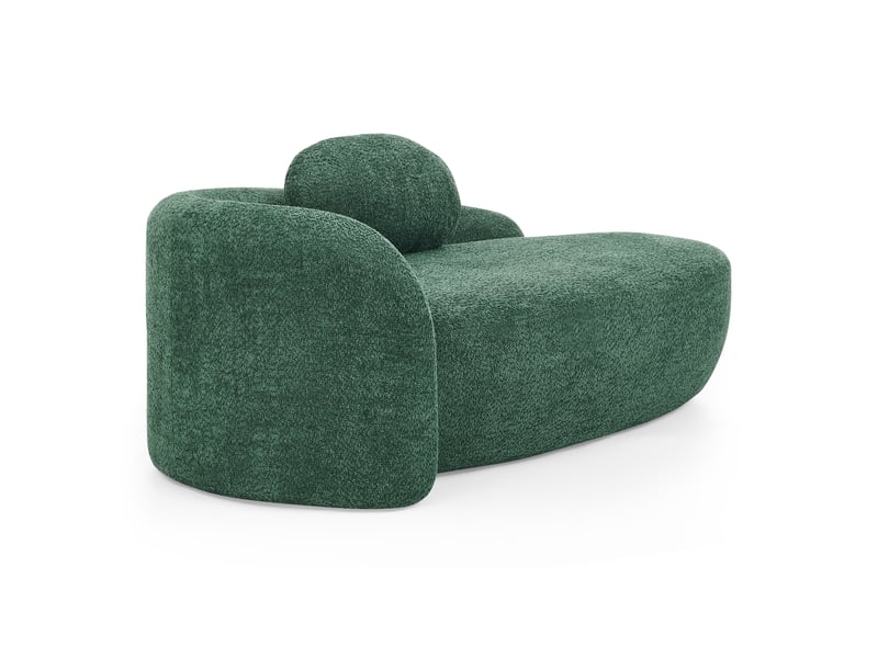  Canapé 1 place en tissu teddy vert, canapé arrondi avec coussin et mousse haute élasticité pour salon, chambre ou petit espace  - Conforama W