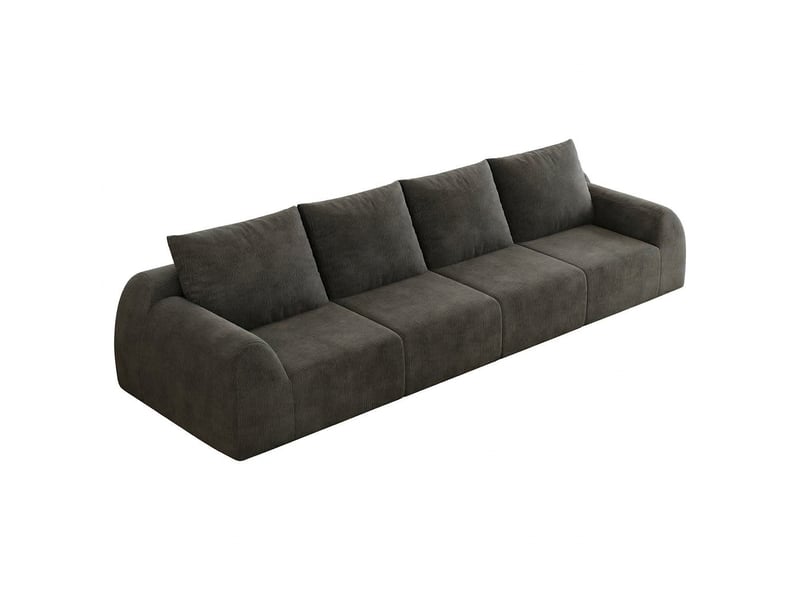 Canapé 4 places gris foncé en tissu chenille grand canapé 324 cm sans montage - Conforama A