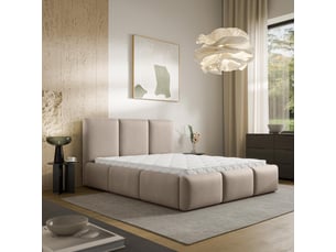Lit coffre 120x200cm <strong>MASSENO</strong>  <strong></strong> coloris beige